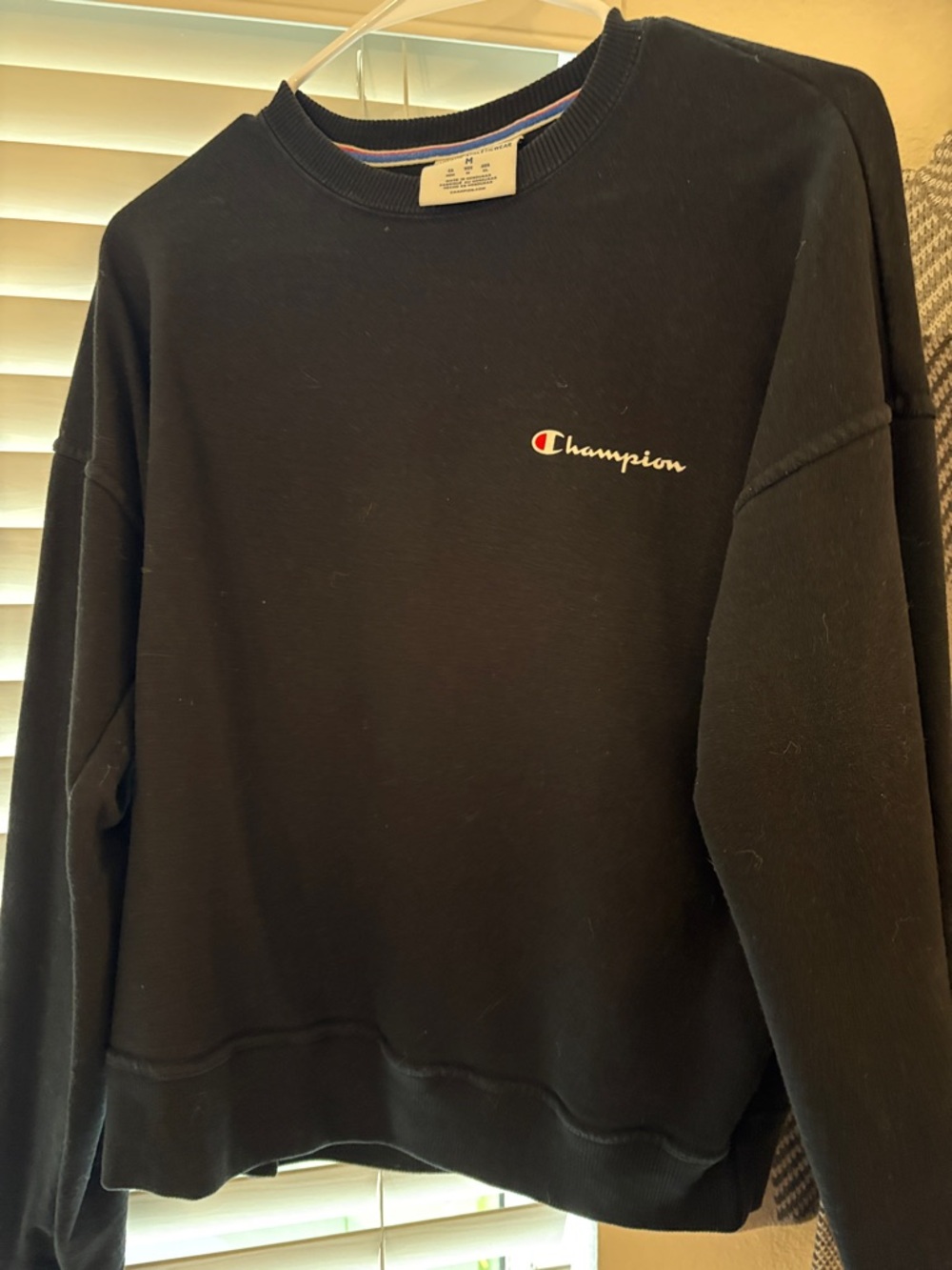 Champion Women’s Black Crewneck with Mini Script Logo